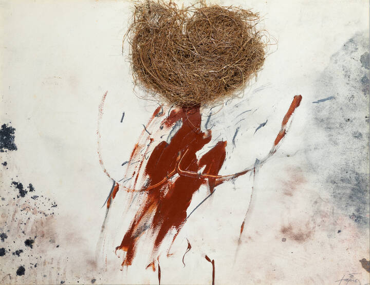 Antoni Tàpies “Crin sur Papier”, 1970 Olio e collage su carta, 50 x 65 cm.