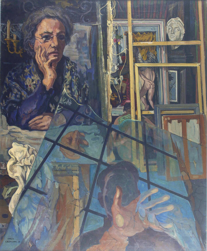 Italo Cremona Composizione col ritratto della madre 1938 Sant'Agostino Casa d'Aste